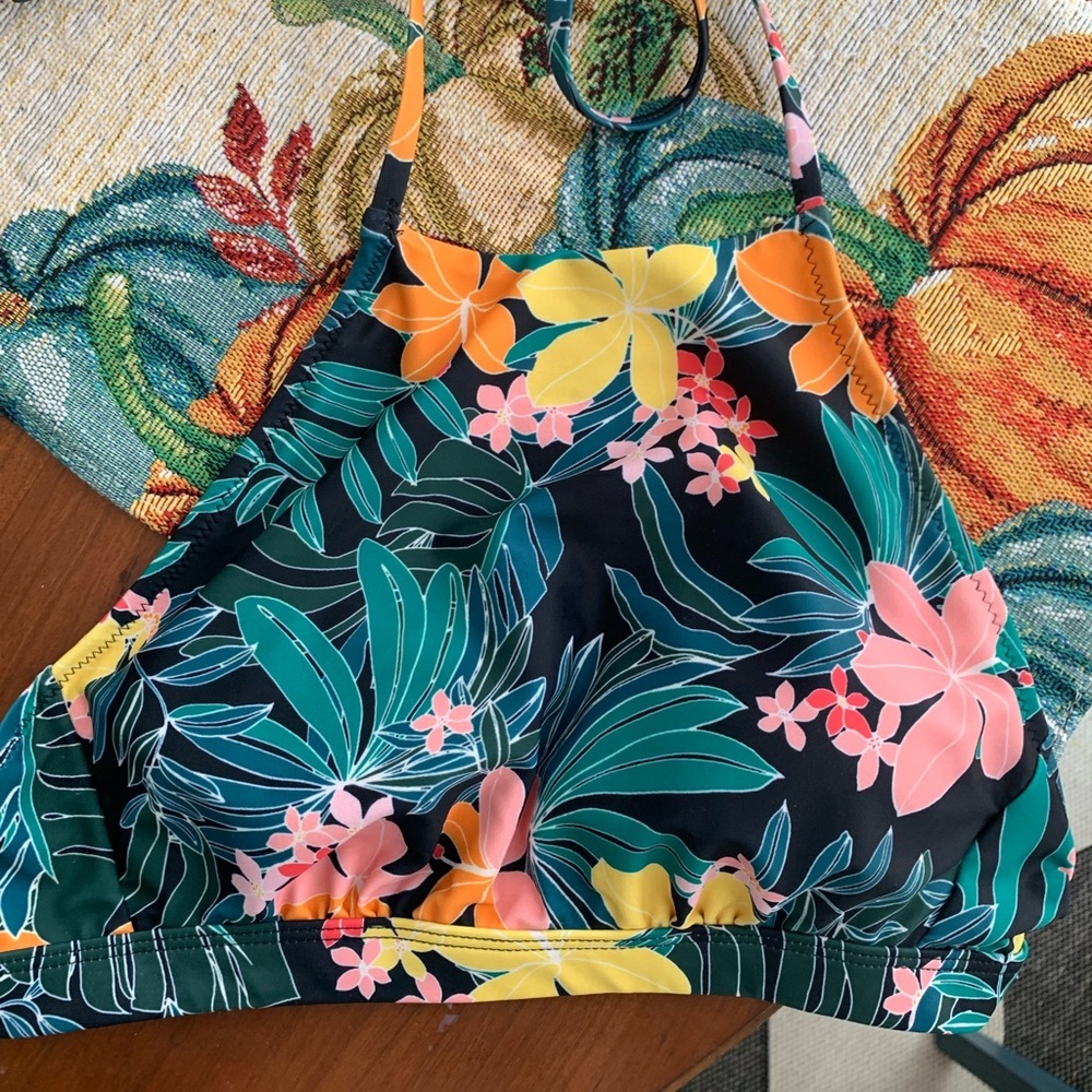 Old Navy Green and Pink Floral Swimsuit
